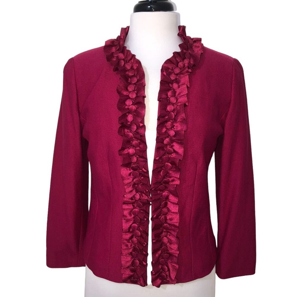 Coldwater Creek Ruffle Front Button Detail Jacket 8 EUC